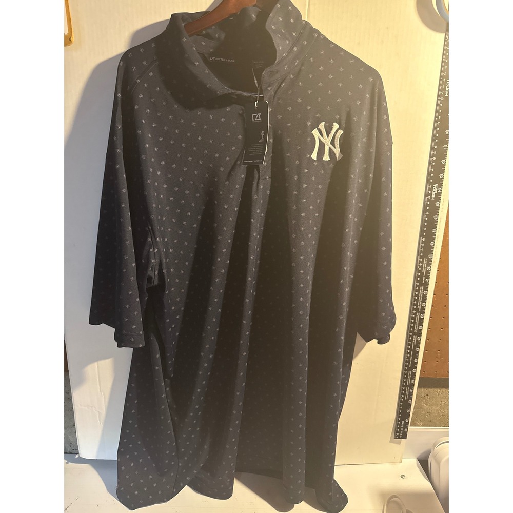 Cutter & Buck New York Yankees MLB Polo Shirt Navy Blue Star Print Mens 3XT NEW